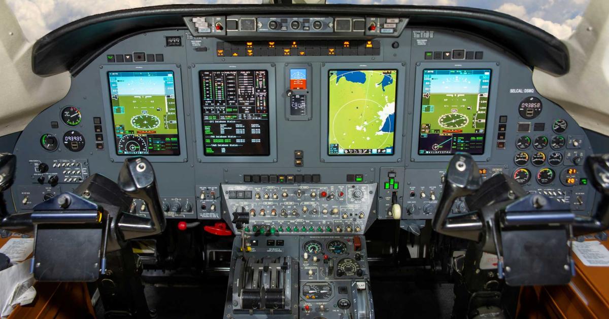 The Universal Avionics InSight Display System integrated flight deck allows owners of older aircraft such as the CItation VII the opportunity to modernize their cockpits with a solution that interfaces with the aircraft's existing automatic flight control system. (Photo: Mid-Canada Mod Center)