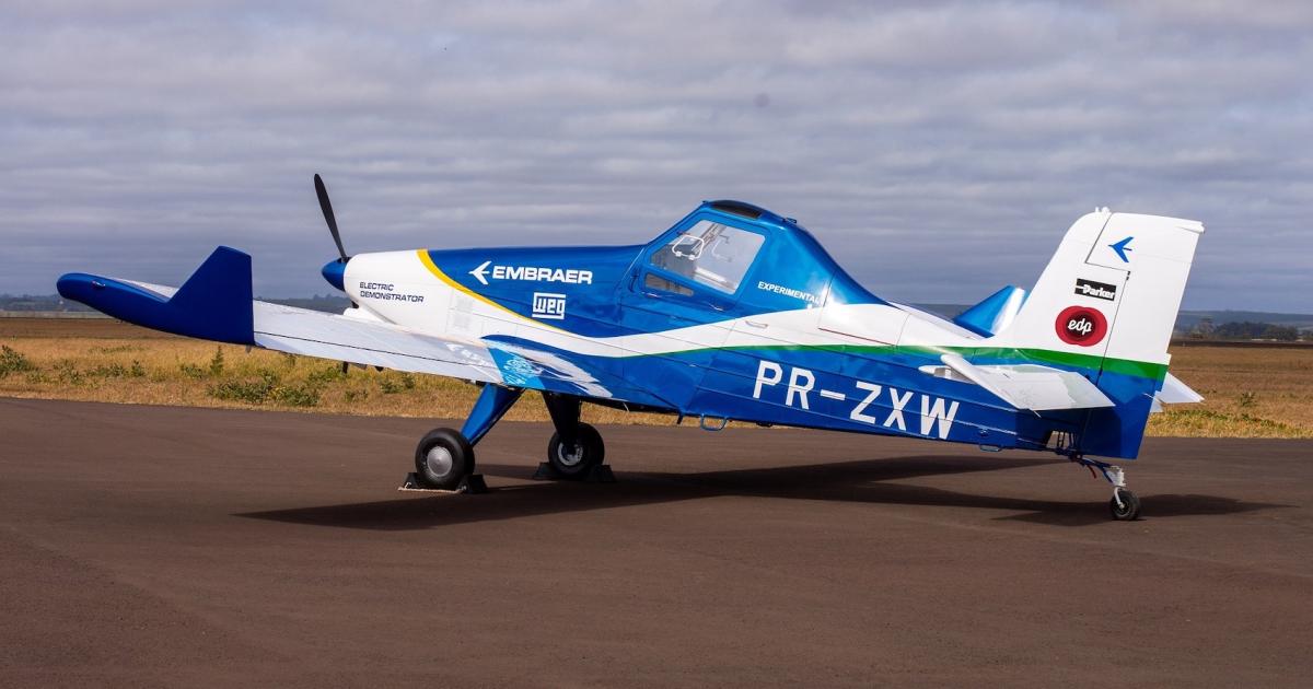 Embraer is using an EMB-203 Ipanema aircraft as a technology demonstrator for its plans to develop electric-powered aircraft. (Photo: Embraer)