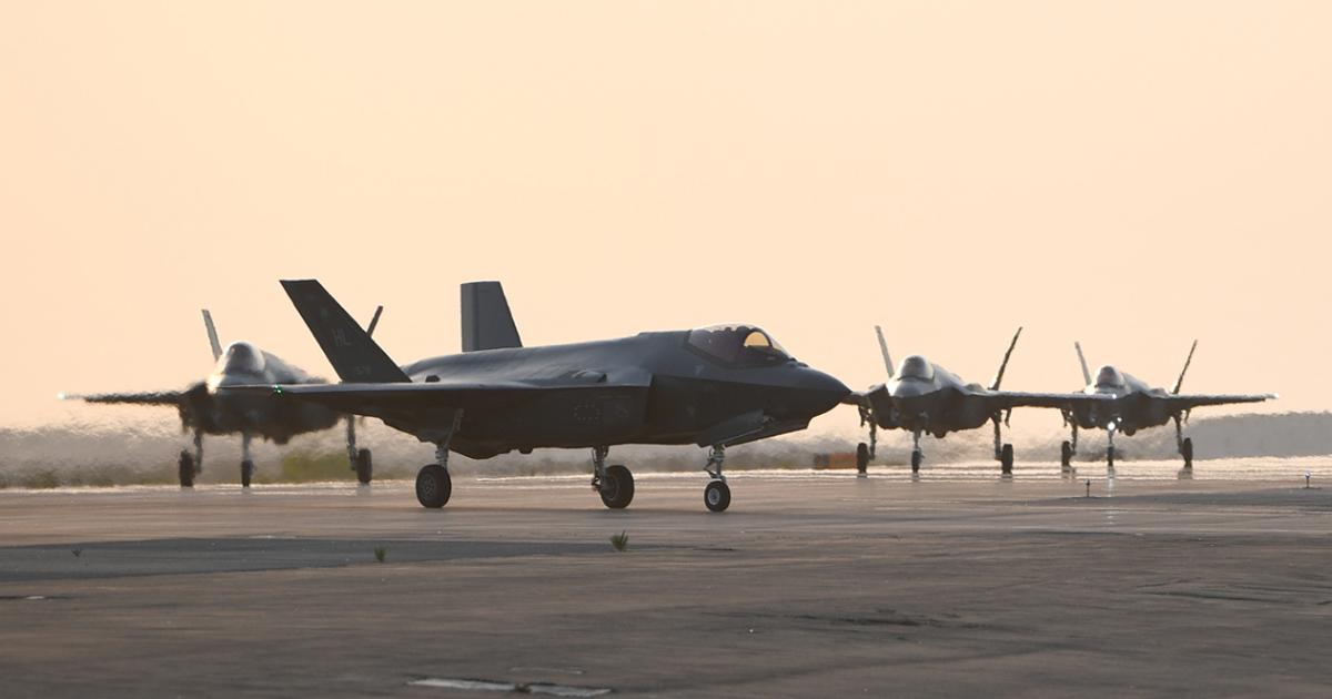 U.S. Air Force F-35As have been operating from Al Dhafra in the UAE for some time. These aircraft from the 421st Fighter Squadron are seen at the base near Abu Dhabi in May, having deployed from Hill Air Force Base, Utah. (Photo: U.S. Air Force)