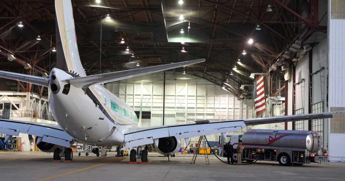 Despite having 200,000 sq ft of hangar space at its Ardmore Municipal Airport MRO, large aircraft specialist King Aerospace will soon break ground on a new 90,000-sq-ft hangar, which will allow the company to handle aircraft up to a Boeing 777 and gain entry into the green aircraft completions market. (Photo: King Aerospace)