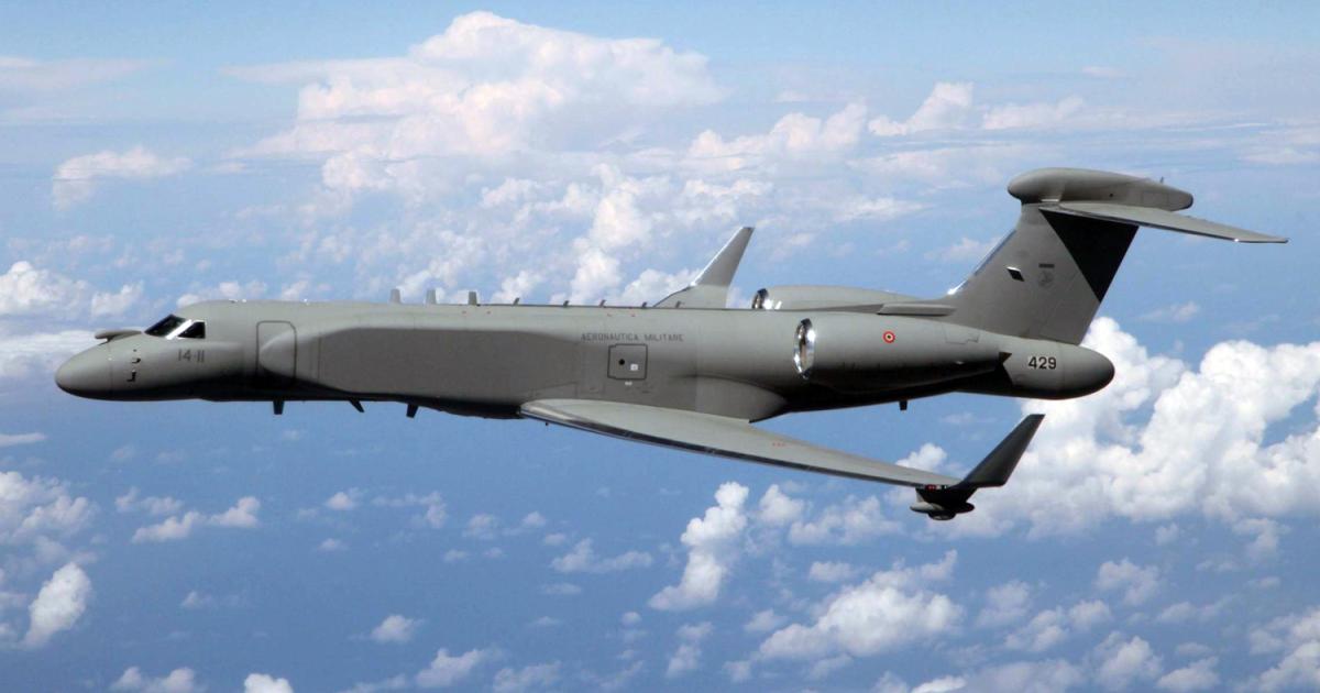Italy has operated the E-550A version of the Gulfstream 550 on airborne early warning duties since IAI delivered the first in late 2016, and is now in the process of ordering reconnaissance/electronic warfare aircraft from L3 Harris. (Photo: IAI)