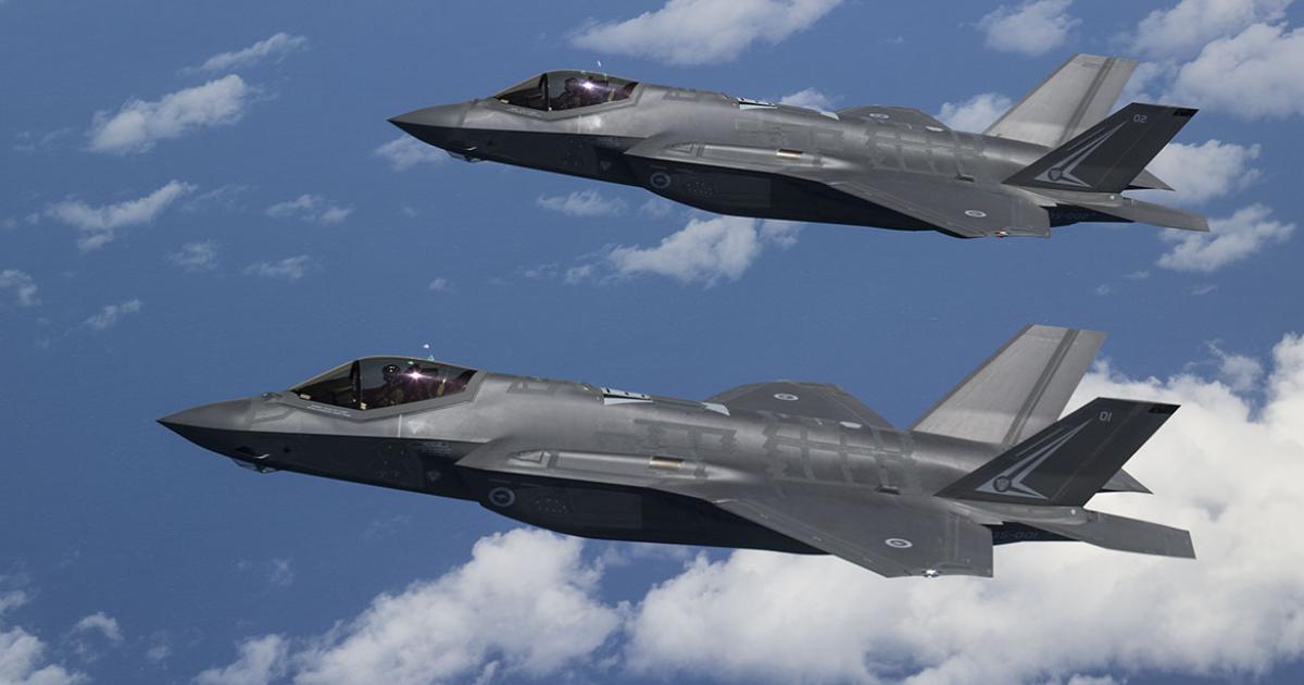 The first two F-35As for Australia are seen wearing the markings of 2 OCU, the type training unit at RAAF Williamtown. (Photo: Australian Department of Defence)