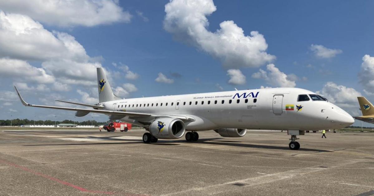 Myanmar Airways took delivery of its first Embraer E190 in October. (Photo: Embraer)