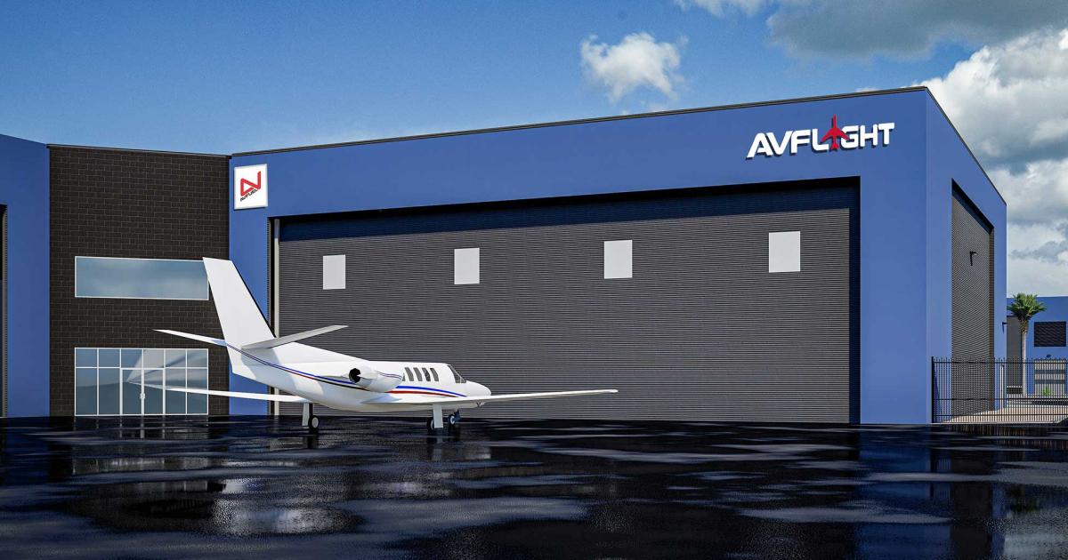 This artist's rendering shows the planned expansion of Avflight's newly-acquired FBO at Arizona's Falcon Field Airport. While the existing facility is on the southern side of the airport, the company intends to occupy a second location in an aviation infrastructure development currently under construction on the northern side. It is expected to open by mid-2021.