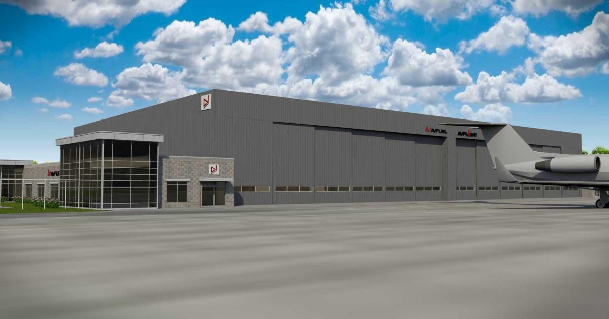 Avflight's new 30,000 sq ft hangar expansion project as Willow Run Airport near Detroit is slated for completion by the third quarter of 2021. It will replace the hangar space the company currently leases in a 150,000 sq ft World-War II-era hangar that the airport intends to close. (Image: Avflight)