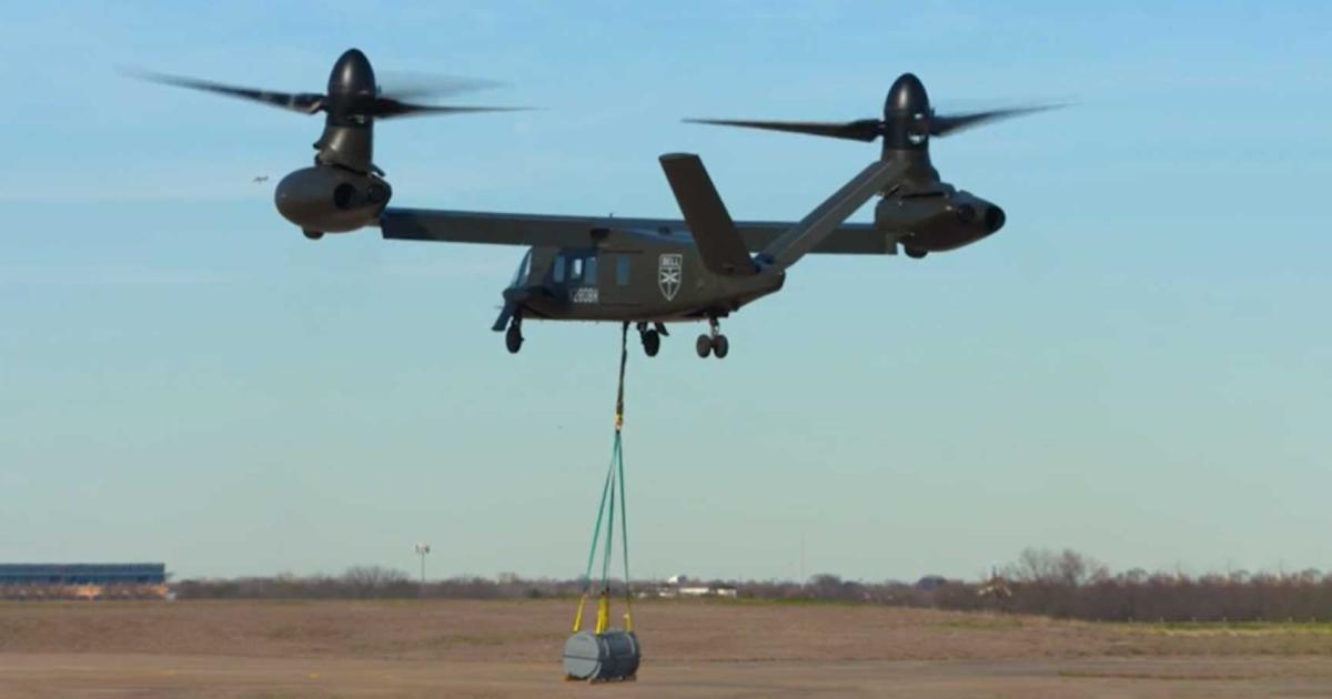 The Bell V-280 tiltrotor recently completed successful external sling load sorties. (Photo: Bell)