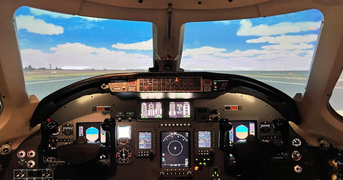 ASE's new Citation 560XL full-flight simulator developed for LOFT's new type rating program. (Photo: Rich Pickett)