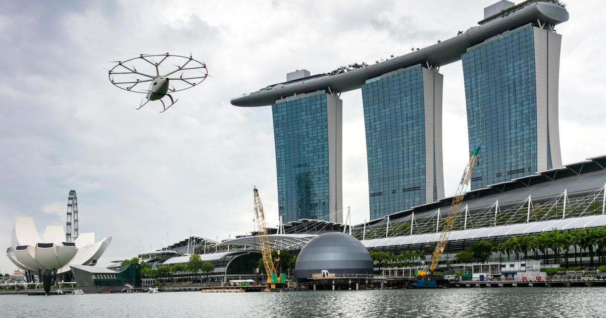 Volocopter plans to launch eVTOL air taxi services in Singapore from 2023, having already demonstrated a prototype there in September 2019. (Photo: Volocopter)