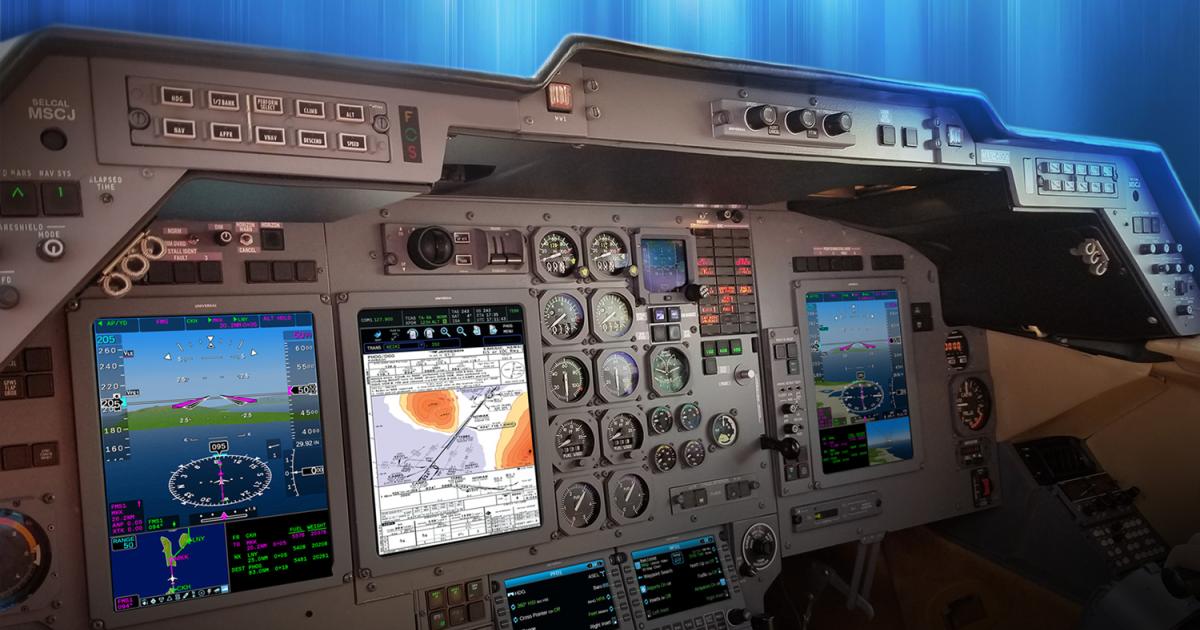 Universal Avionics' InSight flight deck for the Argentinian 800XP includes three EFI-1040 displays.