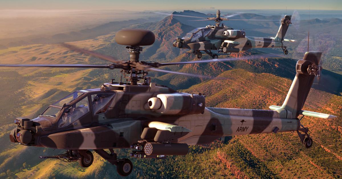 A company-produced impression shows how the Apache Guardian helicopter might look in AAAC colors. (Photo: Boeing)