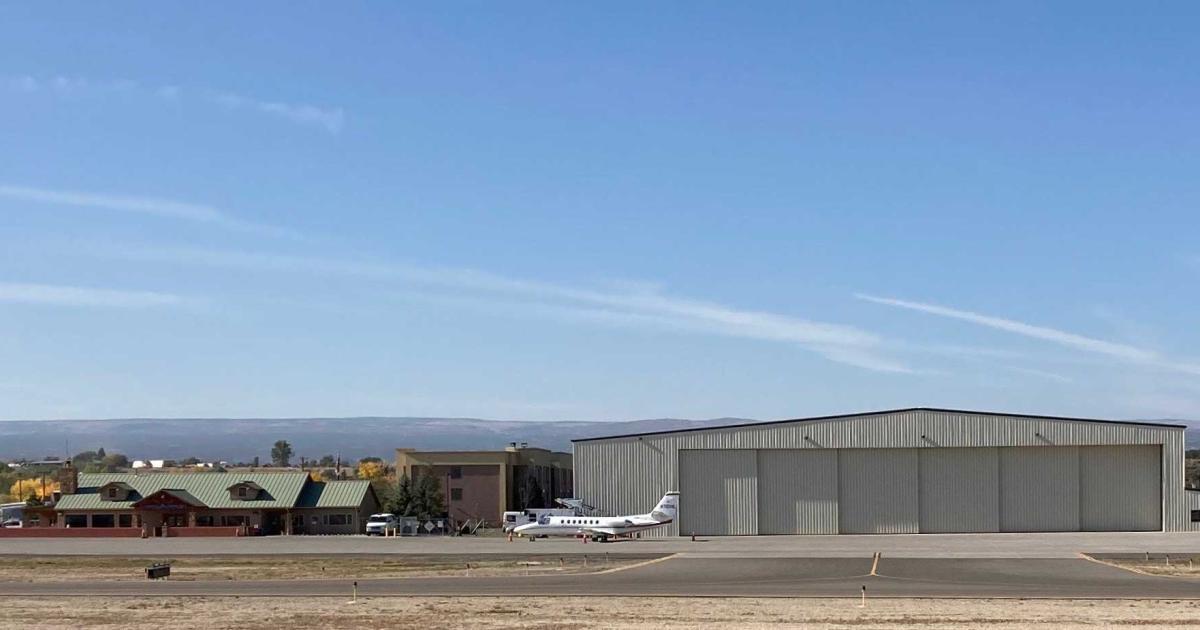 Atlantic Aviation's new 30,000-sq-ft hangar sits next to its terminal at Colorado's Montrose Regional Airport. The heated structure can shelter aircraft up to a Gulfstream G650 and more than doubles the FBO's existing hangar space. (Photo: Atlantic Aviation)                 