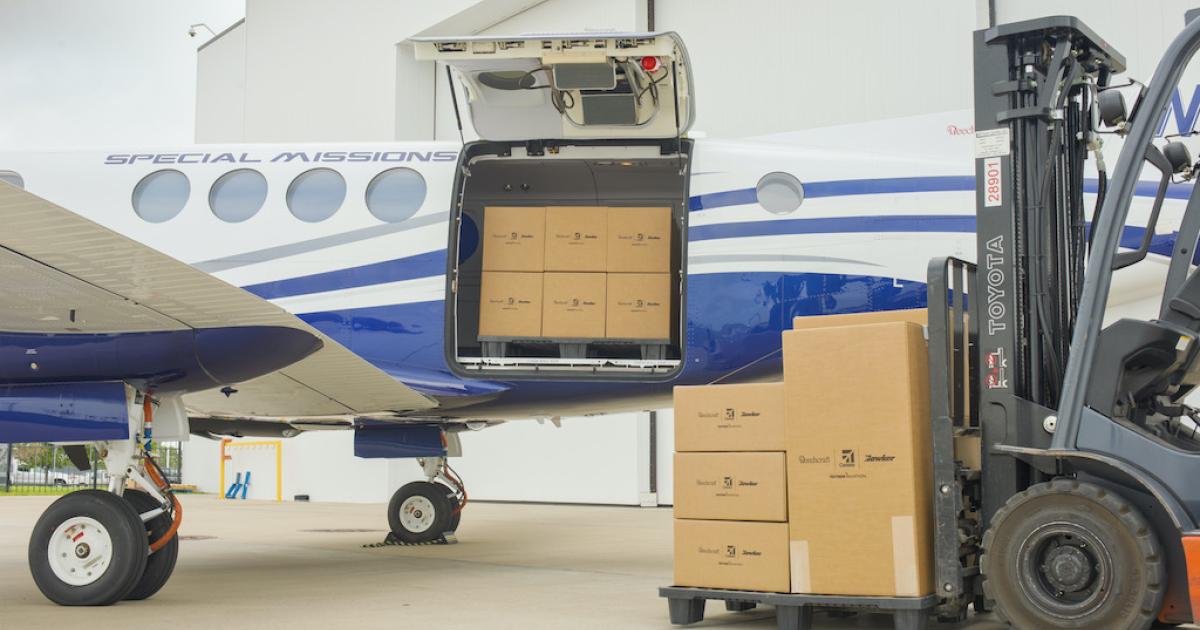 St. Vincent Healthcare's Beechcraft King Air 250C will have a factory-installed cargo door identical to this demonstrator 250C. (Photo: Textron Aviation)