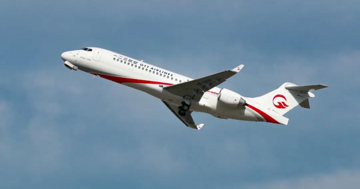OTT Airlines became the ARJ21's latest operator when it flew its initial commercial service between Shanghai and Beijing last month. Comac hopes a new deal with Everbright Group's leasing arm covering up to 60 ARJ21s will next help it establish a presence in Southeast Asia. (Photo: Comac)