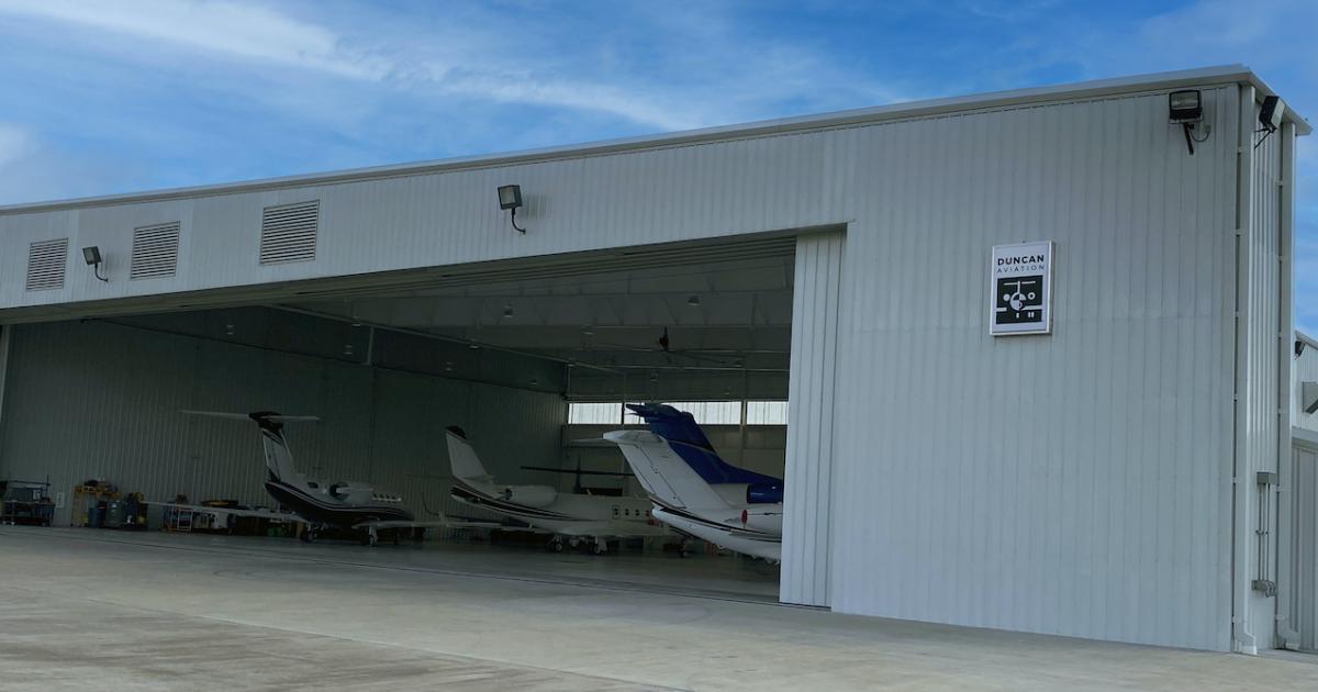 Duncan Aviation's satellite operation has moved to a new hangar at Wilson Air Center at Houston Hobby Airport (HOU) that gives it three times the space and twice the hangar door height as its previous location at HOU. (Photo: Duncan Aviation)