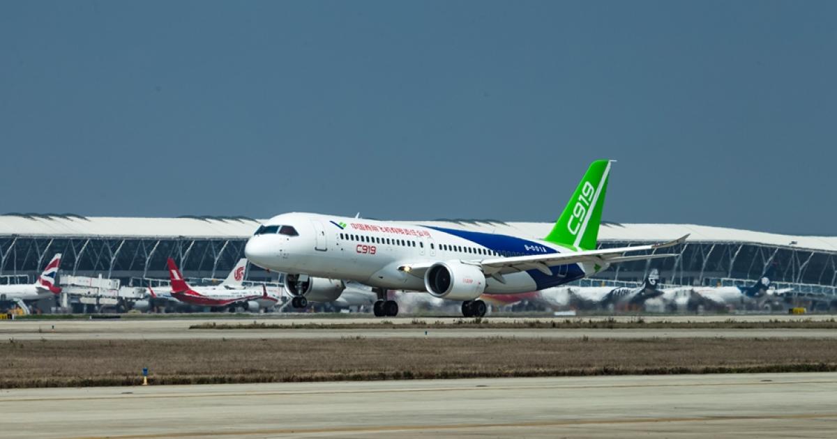 The Comac C919 will undergo natural icing tests sometime this autumn in Ontario, Canada. (Photo: Comac)