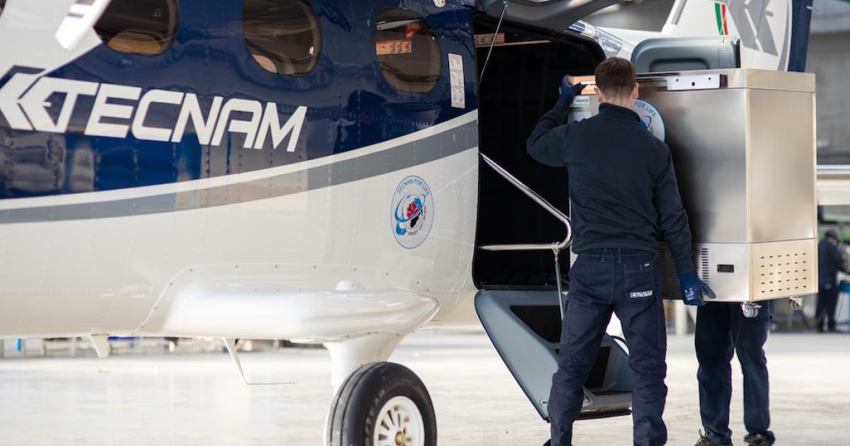 Tecnam has launched a P2012 Travelcare package, which involves a specially configured and equipped aircraft to carry Covid-19 vaccine doses. (Photo: Tecnam)