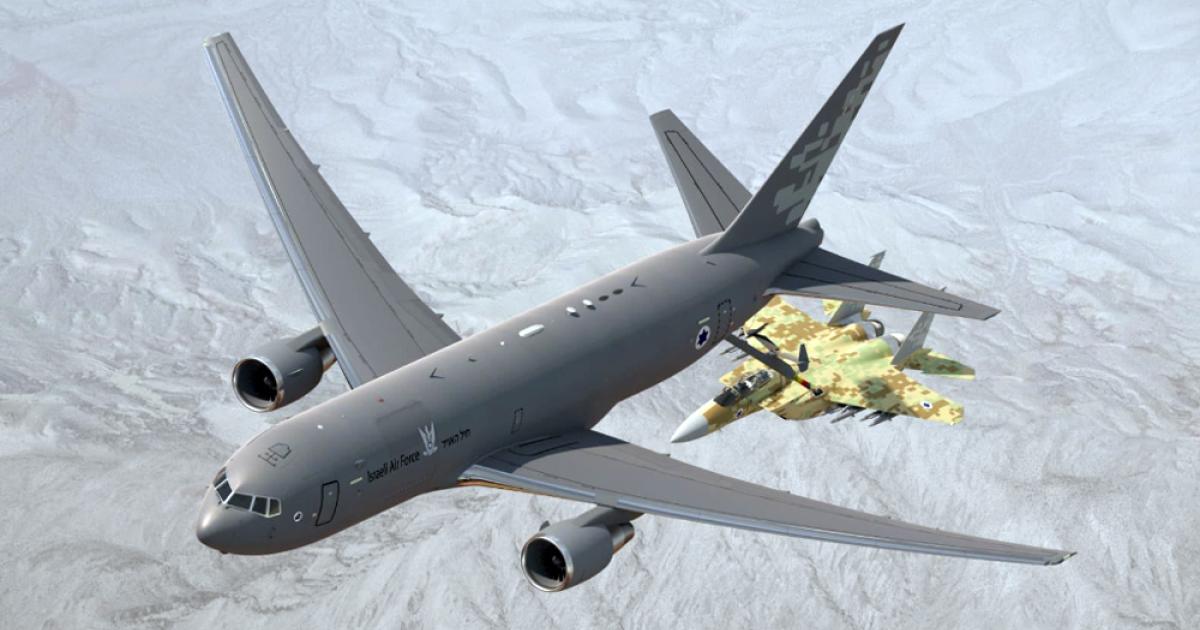 An artist’s impression shows what an Israeli KC-46 might look like in IAF service. (Photo: Israeli MOD)