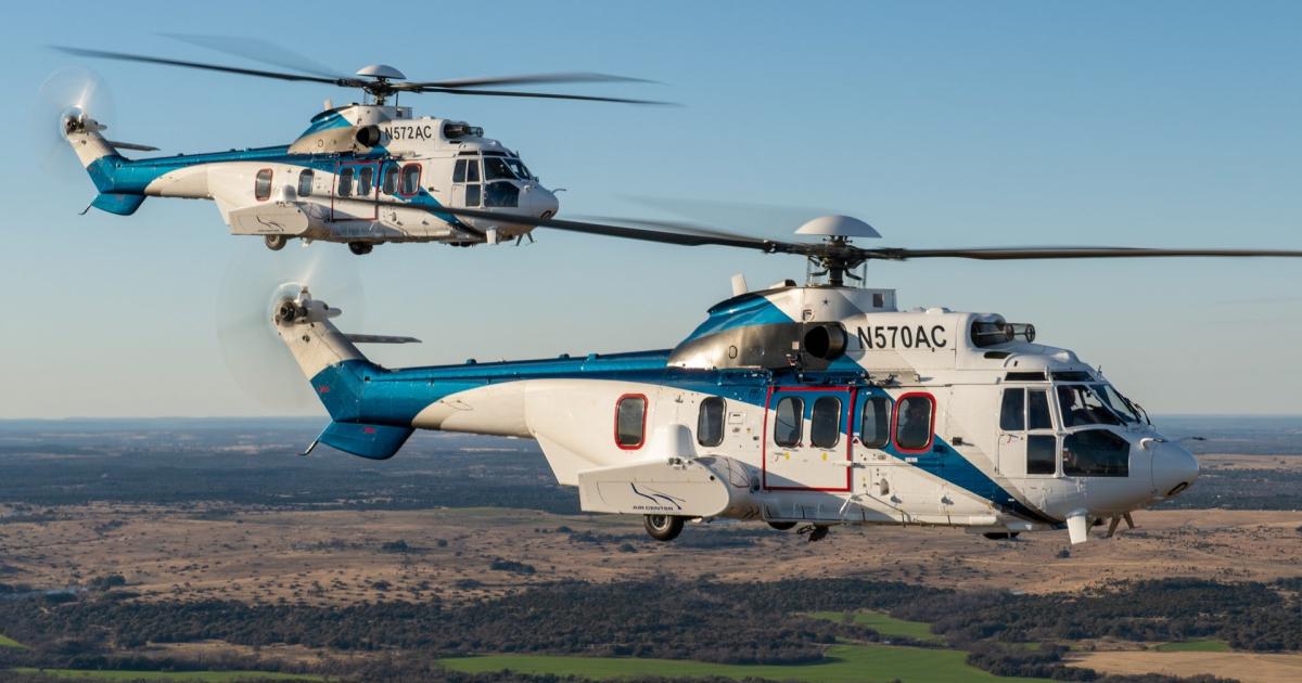 Air Center Helicopters recently used one of its leased Airbus H225s to support the splashdown of SpaceX's Crew Dragon. (Photo: Milestone Aviation)