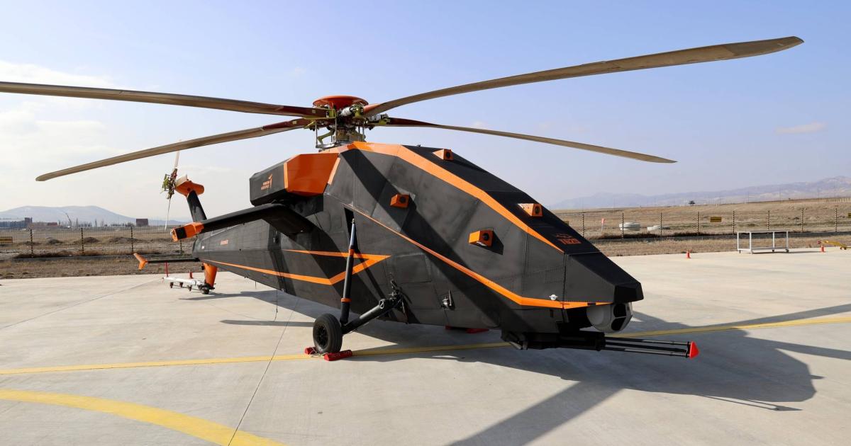 The T629 is a new electric-powered, unmanned military helicopter developed by Turkish Aerospace Industries. (Photo: TAI)