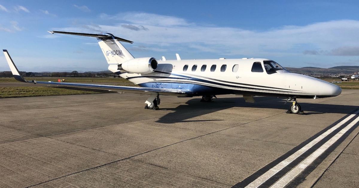 This Cessna Citation CJ2 was positioned at Glasgow Airport by Air Charter Scotland. (Photo: Air Charter Scotland)