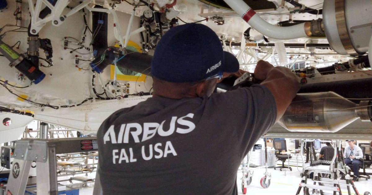 Airbus has assembled aircraft at its U.S. plant in Mobile, Alabama, since 2019, but so far this has done little to placate trade tensions between the U.S. and European aerospace sectors. (Photo: Airbus)