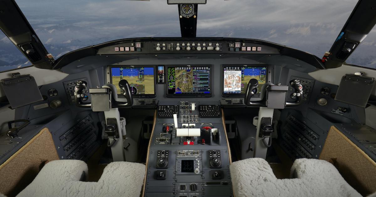Officials say that Collins Aerospace Pro Line Fusion avionics upgrade will solve upcoming obsolescence issues facing Pro Line 4 displays and other key components on Bombardier Challenger 604s. (Photo: Collins Aerospace)