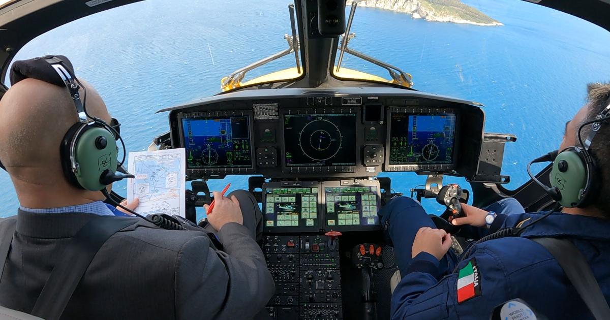 A Leonardo AW169 helicopter was used to test and validate the performance based navigation procedure for the Foggia-Tremiti S. Domino Island route in Southern Italy. (Photo: Leonardo)