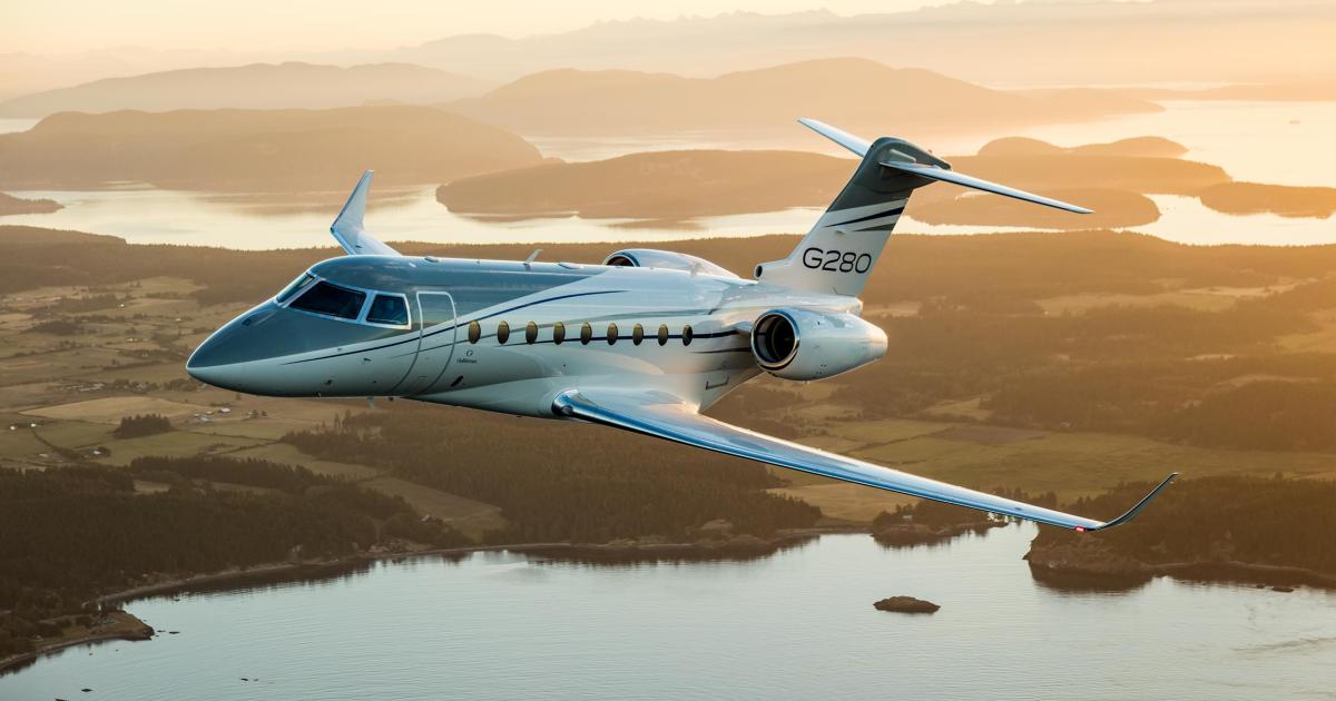 Gulfstream's G280 is undergoing a number of enhancements, ranging from new external LED lighting to advanced technologies designed to improve landing and airport operations. (Photo: Gulfstream Aerospace)