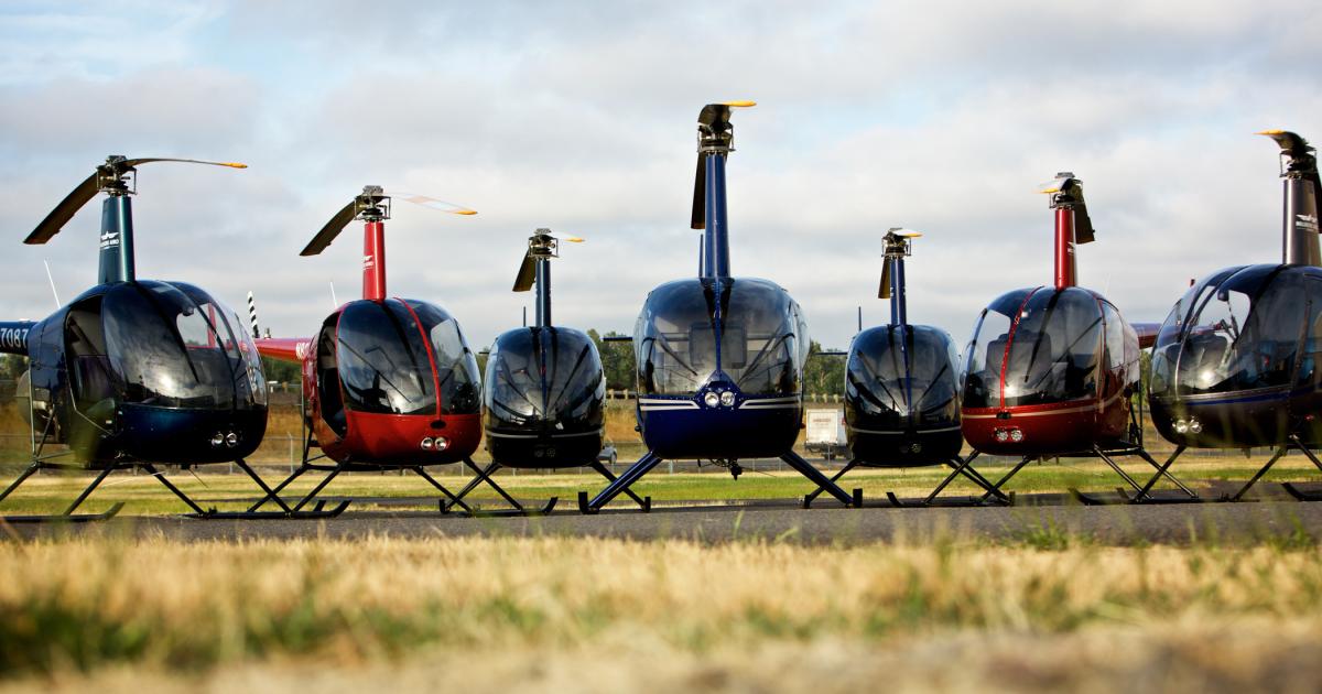 The Hillsboro Aero Academy fleet in Troutdale, Oregon, includes 18 Robinson R22s and one R44. (Photo: Hillsboro Aero Academy)