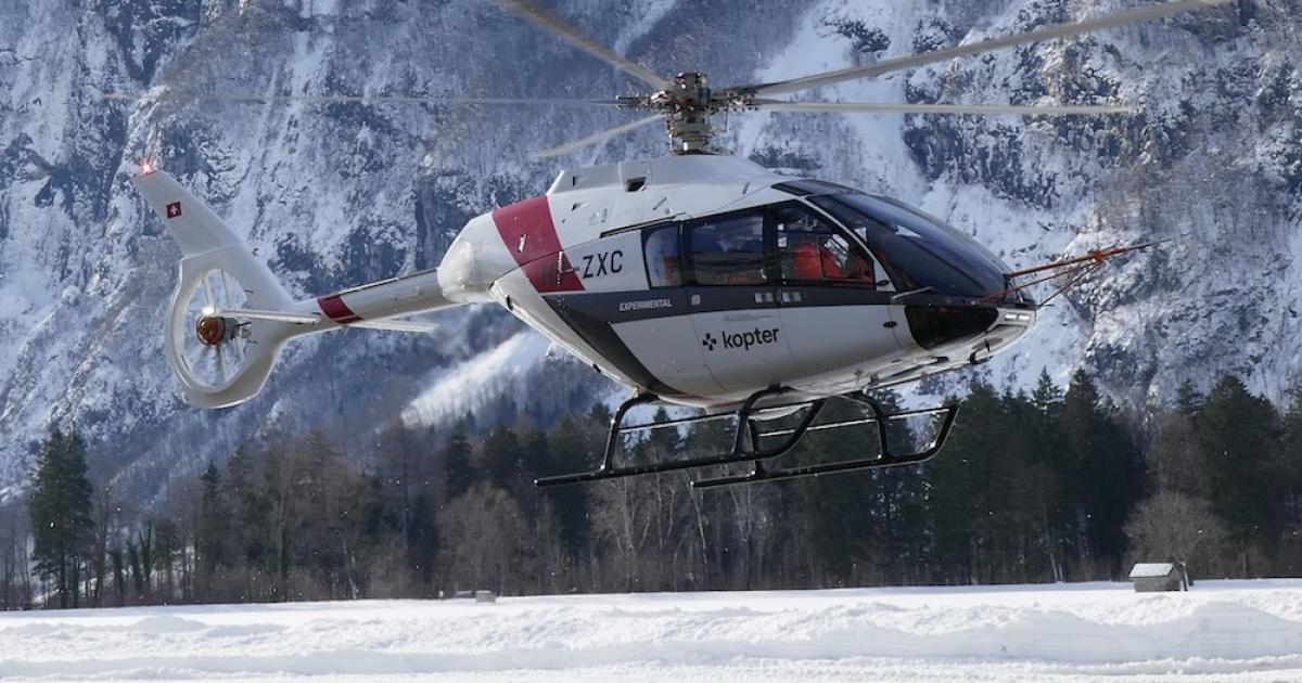 Kopter resumed test flights with the P3 prototype version of its SH09 light helicopter in January 2021. (Photo: Kopter)