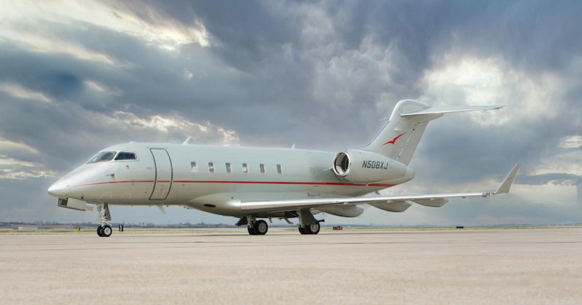 XOJet Aviation began refreshing its fleet of Challenger 300s last year, which included a new silver and red livery to match VistaJet's Challenger 350 fleet. Both companies are units of Vista Global Holdings. (Photo: XOJet Aviation)