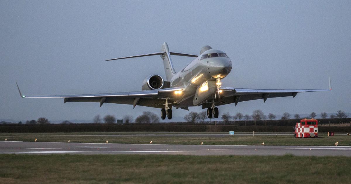 End of the road: Sentinel R.Mk 1 ZJ694 lands at Waddington on February 25 to bring the type’s operational career to a close. (Photo: RAF Waddington)