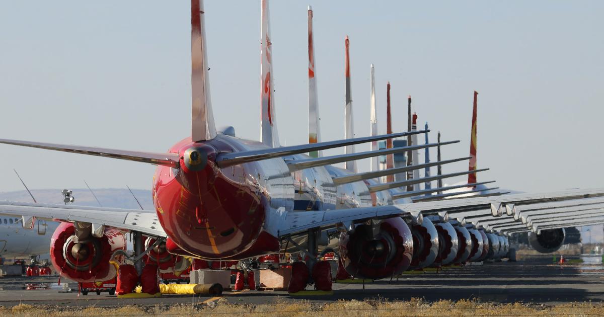 Boeing 737 Maxes sit in storage in Moses Lake, Washington, in October 2019. (Photo: Barry Ambrose)