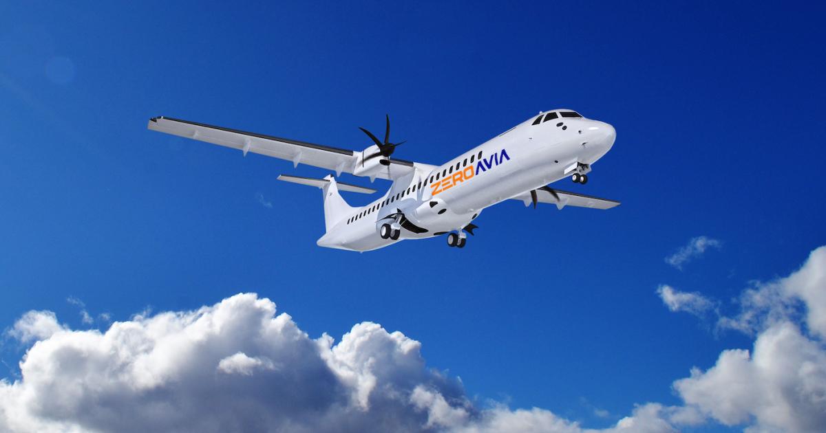 ZeroAvia's plans for a hydrogen-powered 50-seat regional airliner would appear to be based on converting an existing model such as an ATR 42. (Image: ZeroAvia)