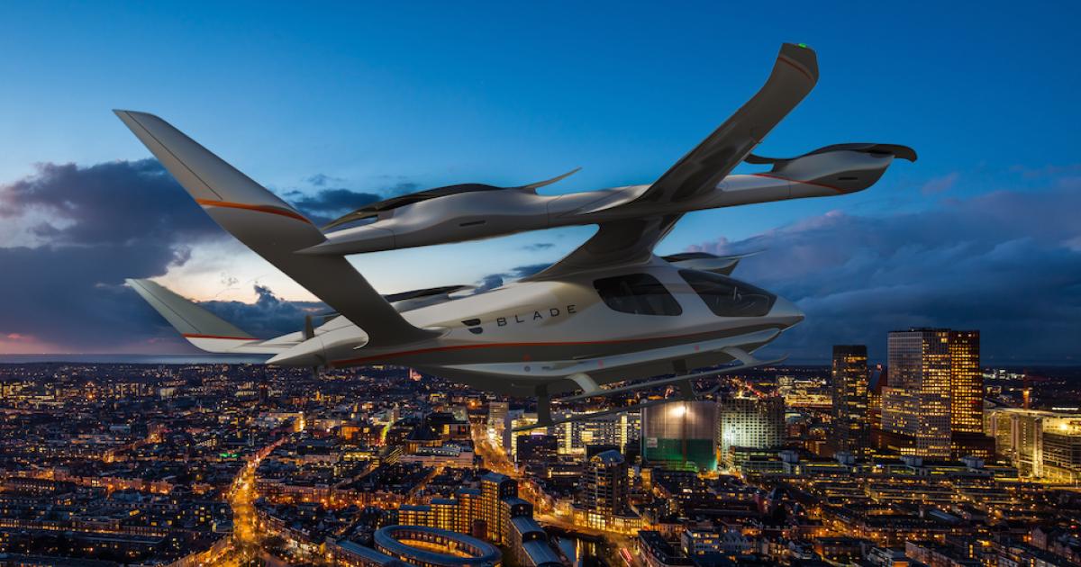 Blade Urban Air Mobility plans to add 20 of Beta Technologies' Alia 250 eVTOL aircraft to its fleet. (Image: Beta Technologies)
