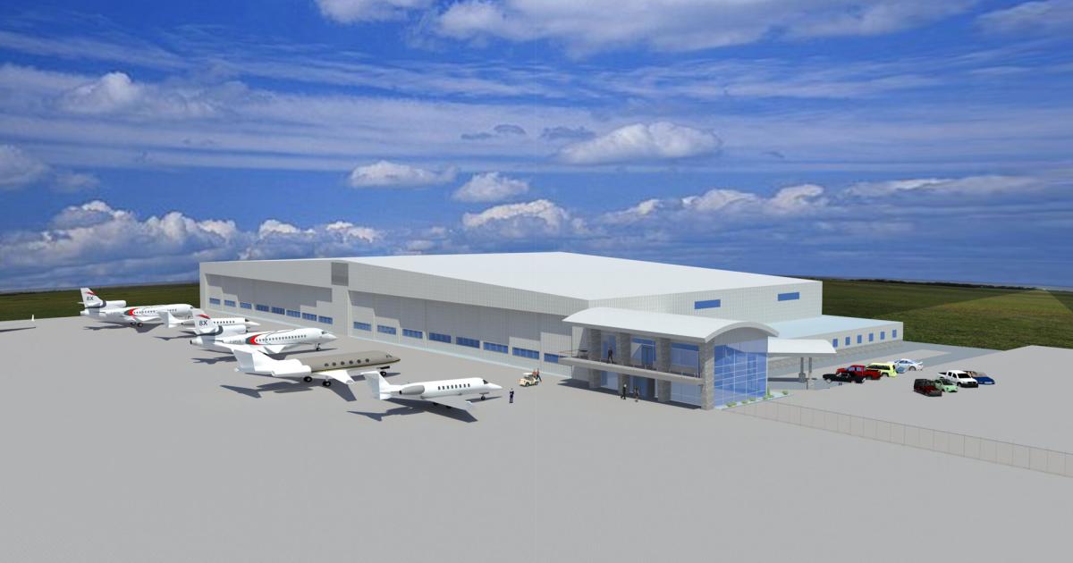 After a series of delays, construction on the new FlightServ FBO at Trenton Mercer Airport in New Jersey is underway. When completed in Q2 2022, the facility will feature a 30,000-sq-ft terminal and an 80,000-sq-ft hangar. (Image: FlightServ)