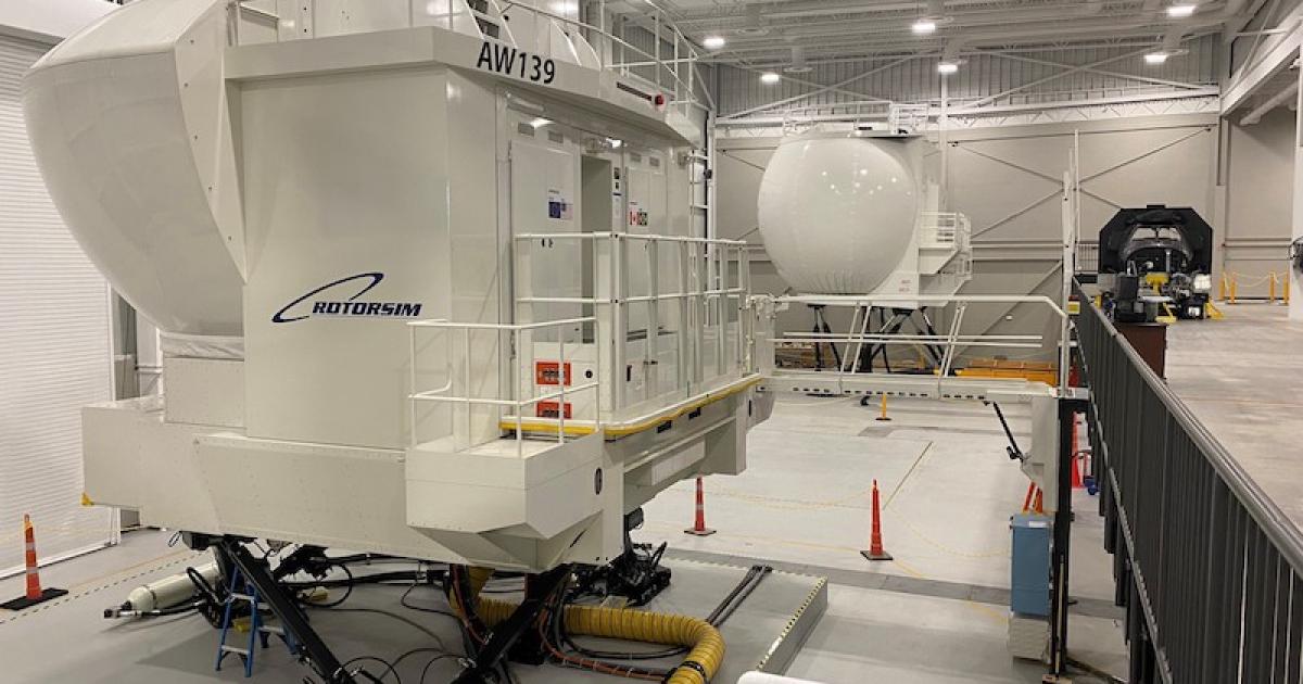 Leonardo's new Philadelphia training academy includes space for three maintenance simulators (AW139 and AW119 with the AW609 to be added shortly), and two full-motion flight simulators for the AW139 and AW169/AW609 with roll-on/roll-off capability. (Photo: Leonardo)