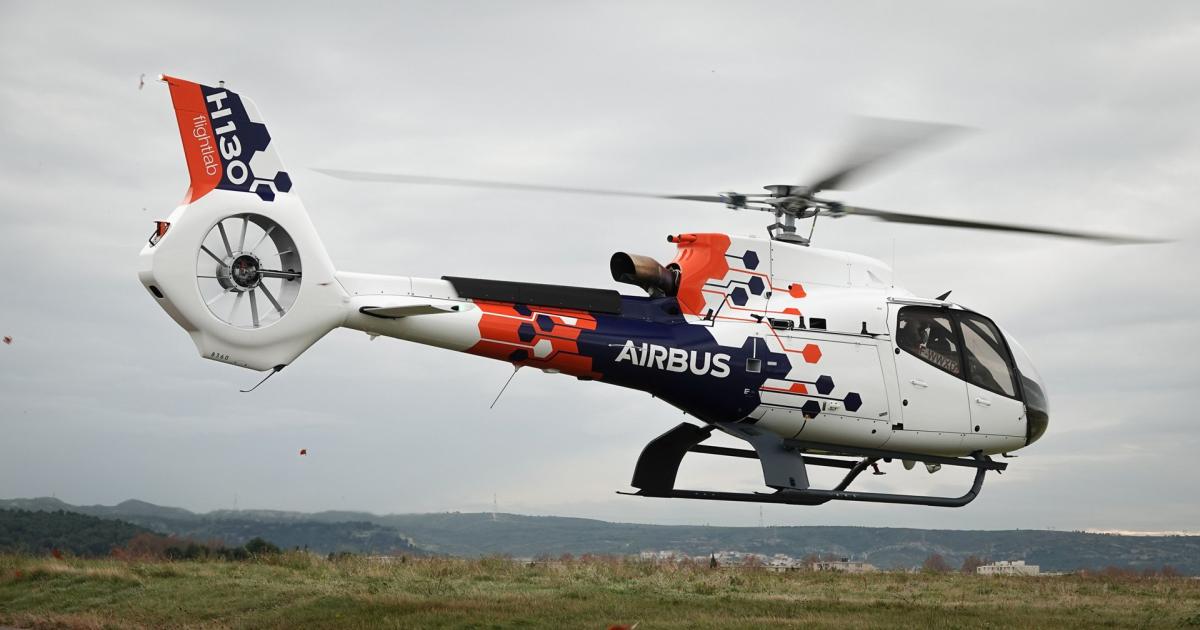 Airbus's Vertex project is using the H130 Flightlab helicopter to assess various enabling technologies for autonomous flight. (Image: Airbus)