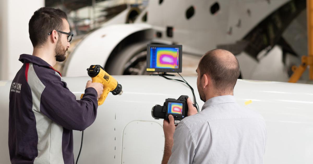 Jet Aviation technicians use infrared thermography to inspect an aircraft. (Photo: Jet Aviation)