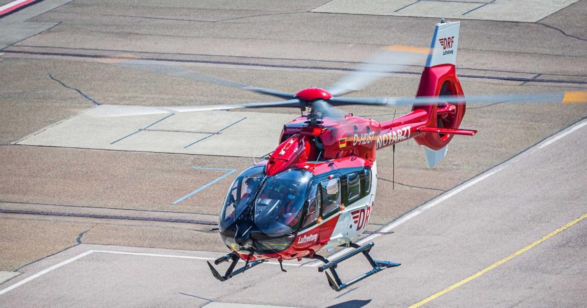 Airbus Helicopters completed its first conversion of a four-blade H145 to the five-blade configuration for German air ambulance operator DRF Luftrettung. 