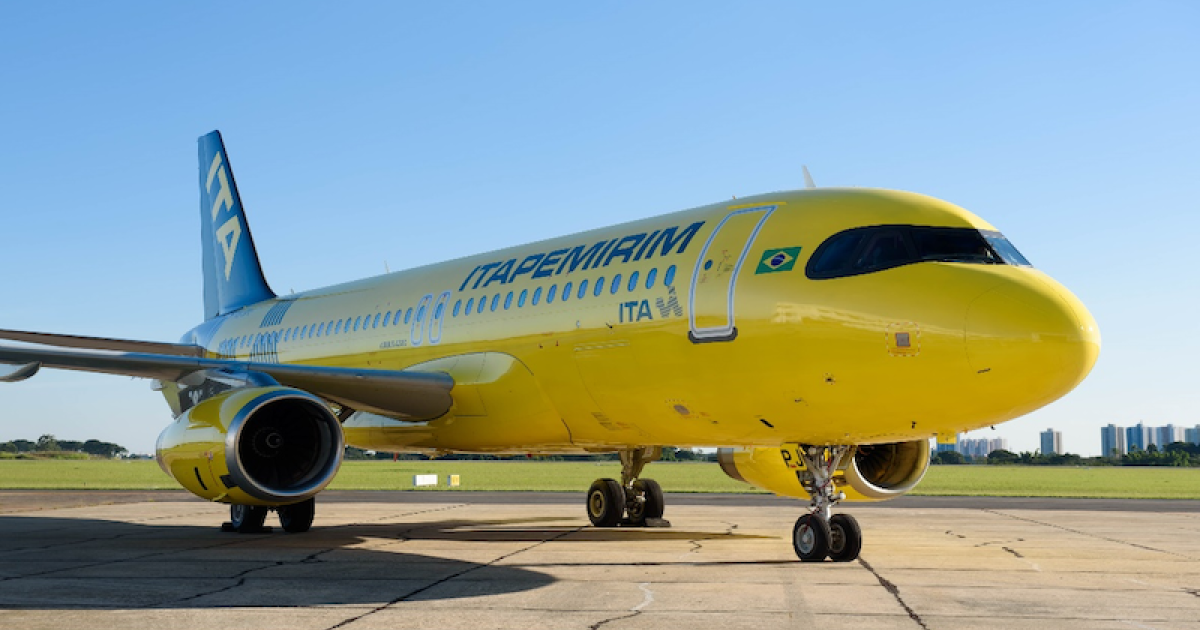 ITA painted its first Airbus A320 in the colors of its parent company's massive bus fleet. (Photo: ITA)