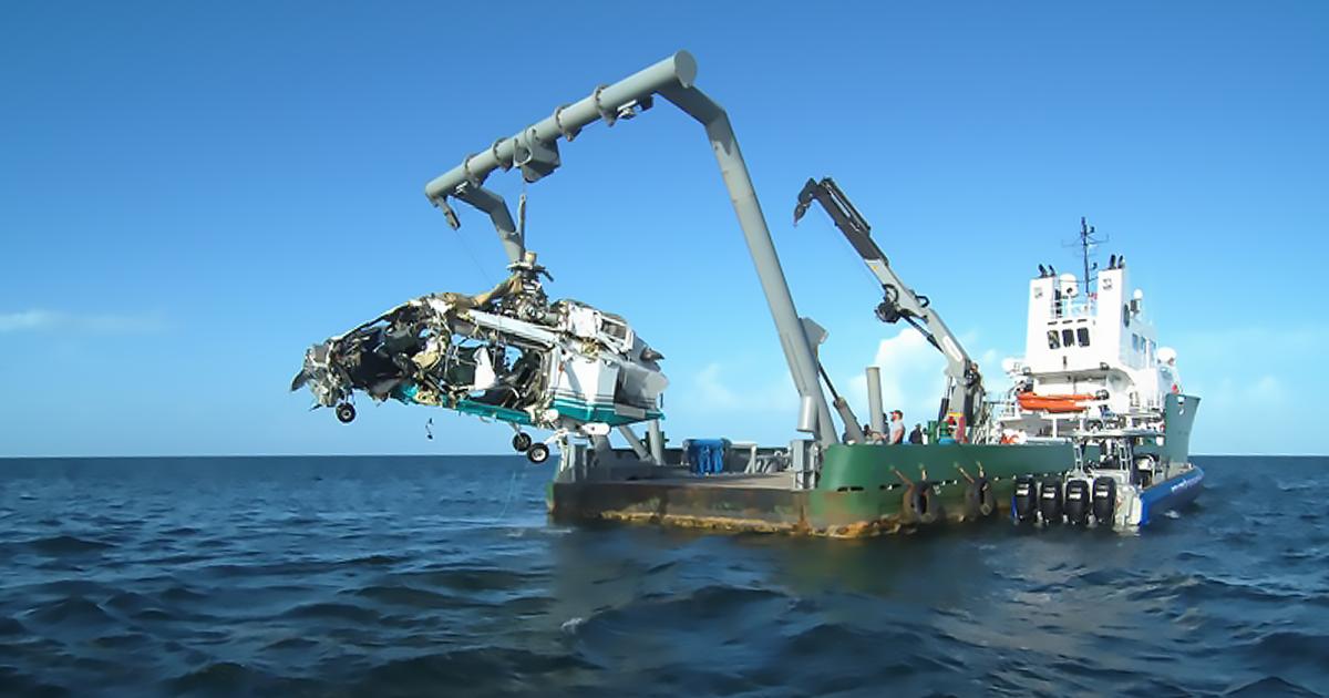 A photo from the NTSB report on the AW139 that crashed in July 2019 in the Bahamas. (Photo: NTSB)