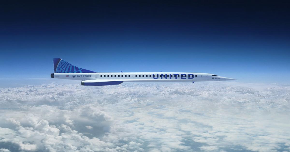 United Airlines says it will order at least 15 Boom Supersonic Overtures once the design meets its safety, operating, and sustainability requirements. (Image: United Airlines)