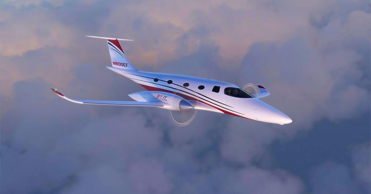 U.S. fractional provider Jet It and European sister company Jet Club are the launch customer for the all-electric, cabin-class Bye Aerospace eFlyer 800. The electric twin is slated to be certified in 2025. (Photo: Bye Aerospace)
