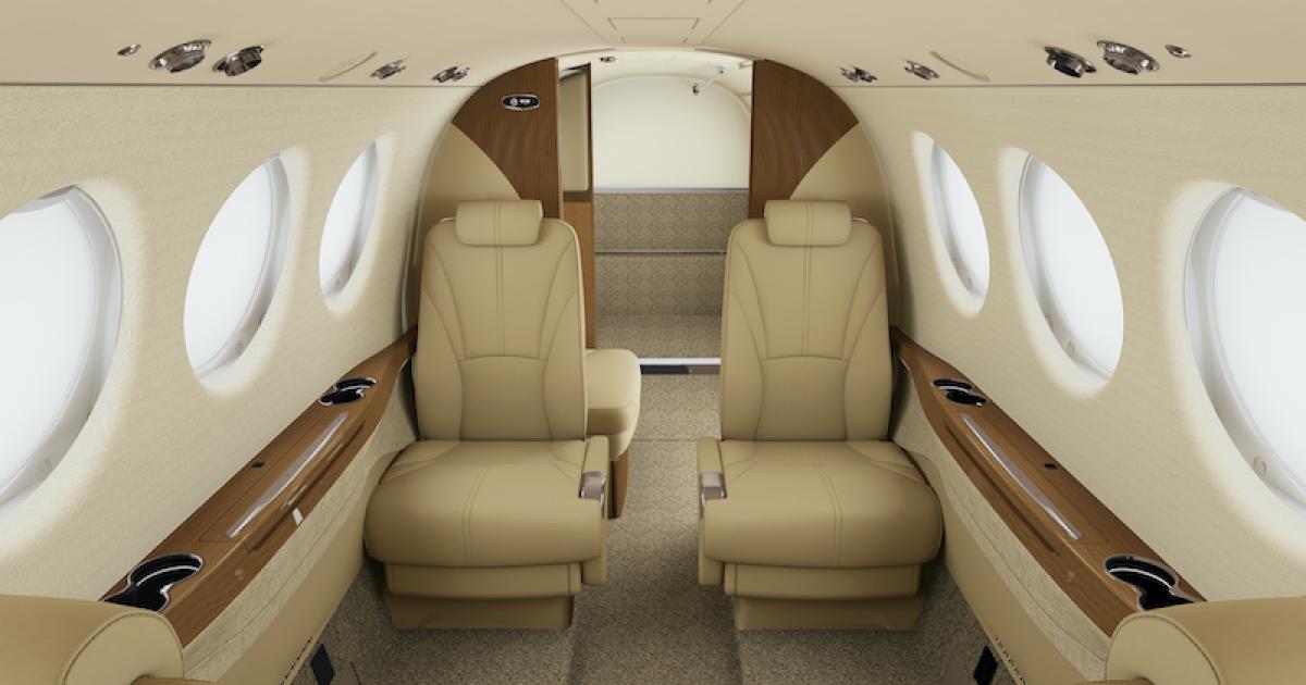 "Buttercream" is one of four new interior options Textron Aviation is making available for the Beechcraft King Air 260 beginning in early 2022. (Photo: Textron Aviation)