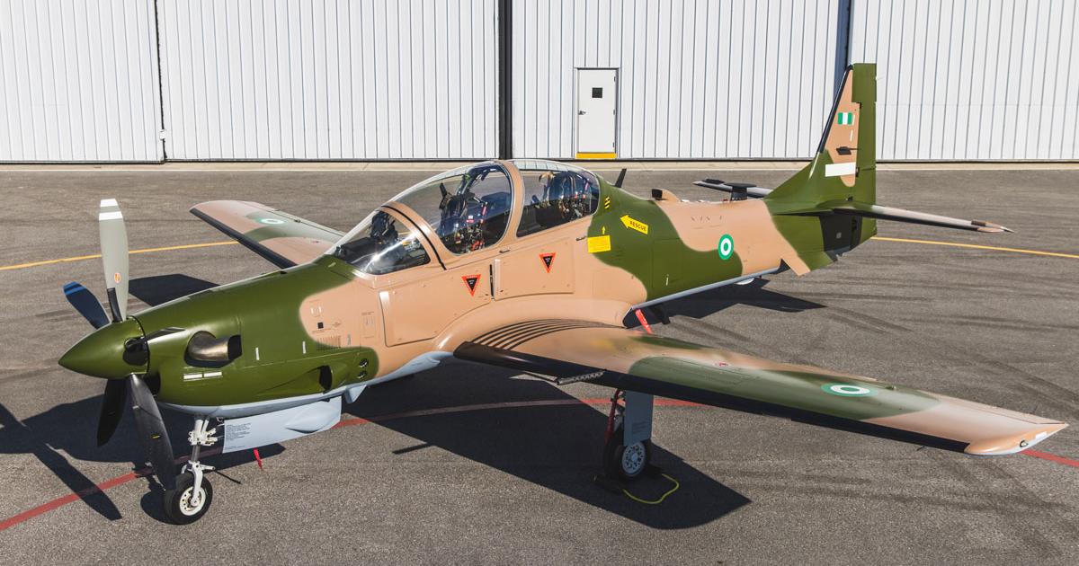 One of Nigeria’s first batch of Super Tucanos displays the “jungle” camouflage in which two of the first six were delivered. (Photo: Sierra Nevada Corporation)