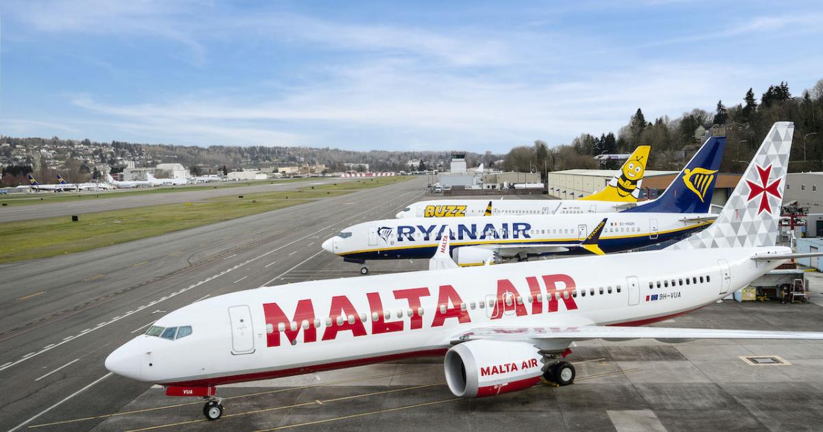 Malta Air, Ryanair, and Poland's Buzz will operate Ryanair Group's Boeing 737 Max 8-200s. (Photo: Ryanair)