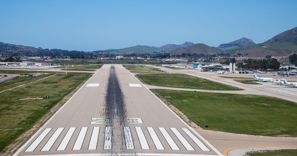 San Luis Obispo Regional Airport has embarked on a $13.5 rehabilitation of its main runway 11/29. The project will see overnight runway closures at the Central California gateway through October. (Photo: County of San Luis Obispo Airports)