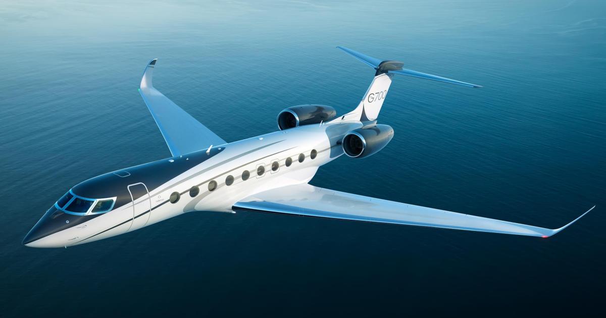 Gulfstream's G700 remained on track for entry-into-service later next year as Gulfstream racked up orders for this along with its in-service large-cabin models in the second quarter. (Photo: Gulfstream Aerospace)