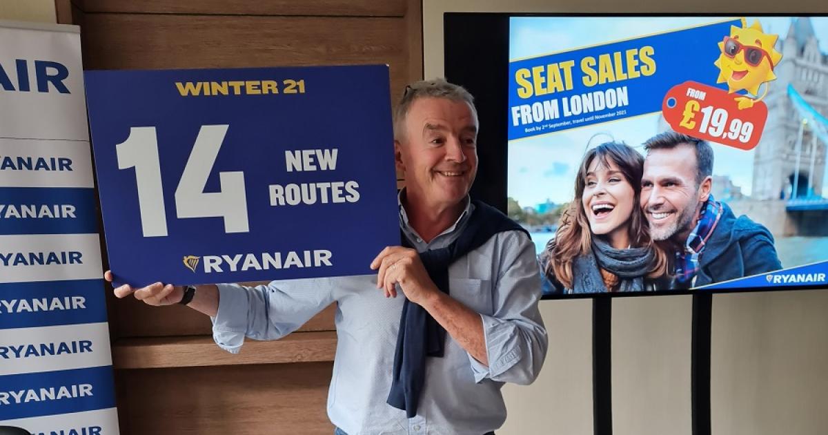 Ryanair CEO Michael O'Leary on August 31 announced 14 new routes from London as part of its winter schedule. (Photo: Ryanair)